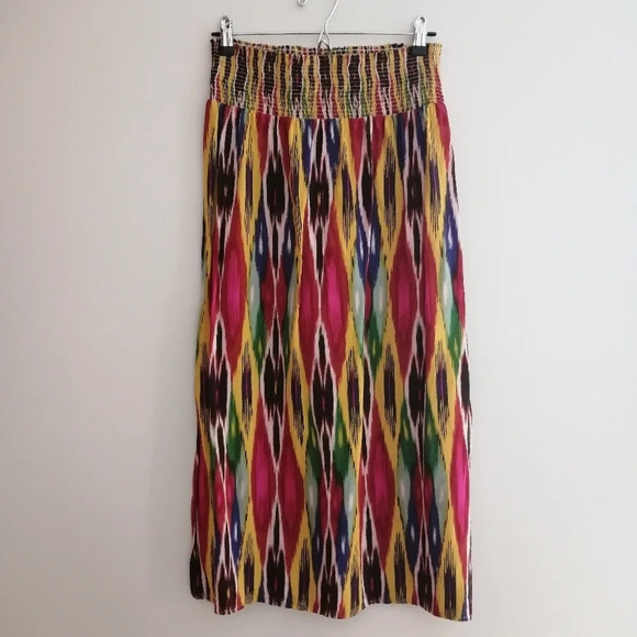 Anthropologie Vanessa Virginia Ikat Maxi Colourful Skirt with Side Slits Medium - Picture 4 of 16
